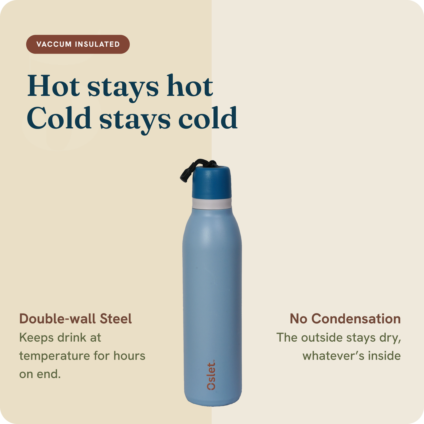 Oslet FlowFlex Twist | Sleek Hot & Cold Water Bottle | 750ml