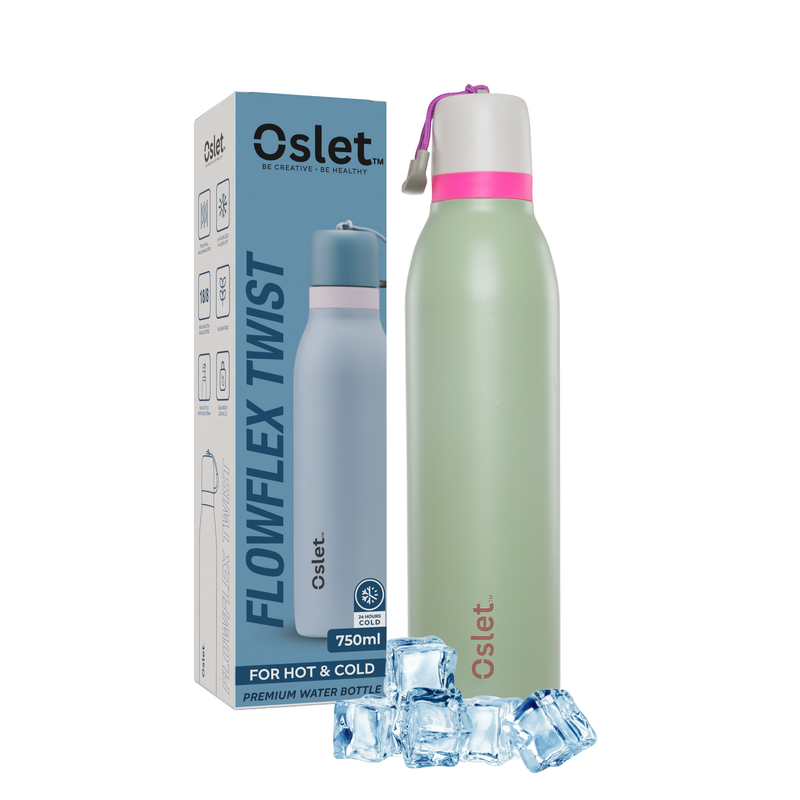 Oslet FlowFlex Twist | Sleek Hot & Cold Water Bottle | 750ml