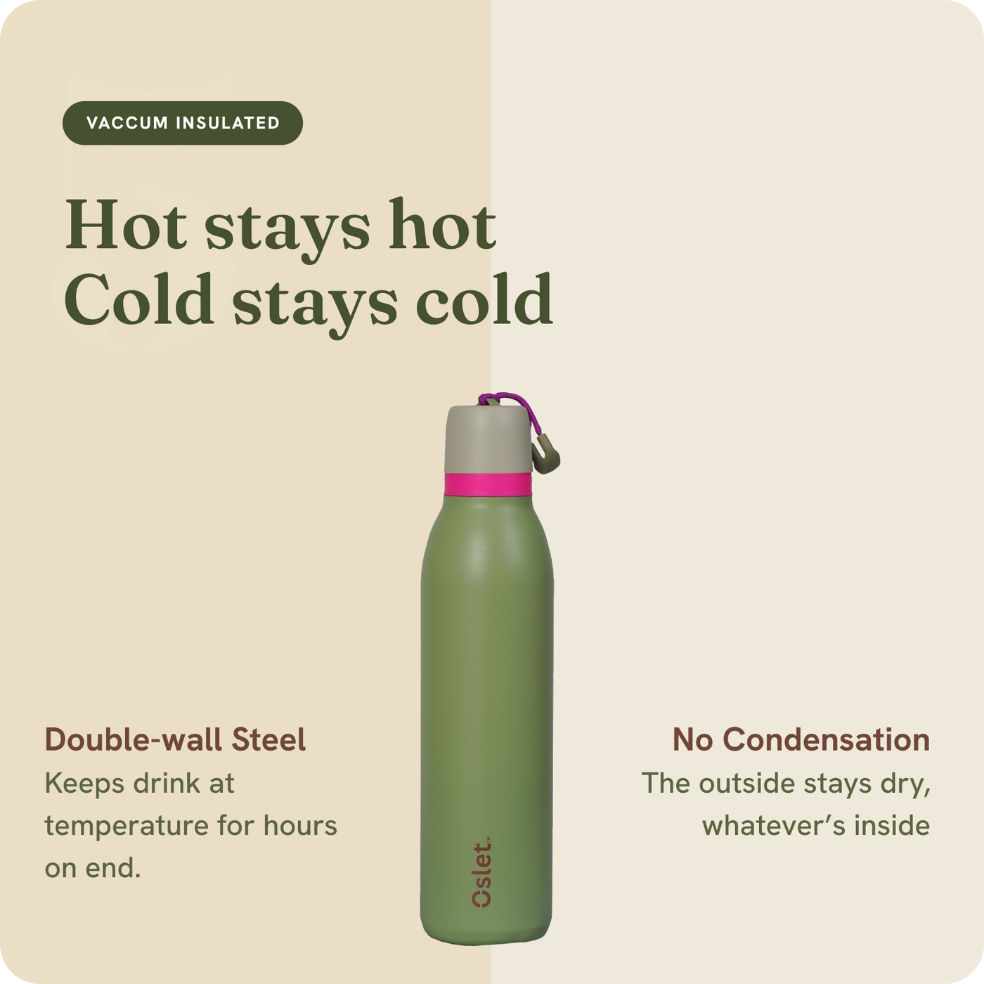 Oslet FlowFlex Twist | Sleek Hot & Cold Water Bottle | 750ml